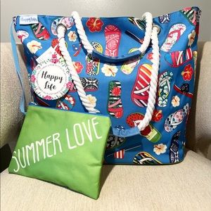 Beach Tote, Large Beach Bag, Brand New with tags, Tote with bonus pouch/bottles